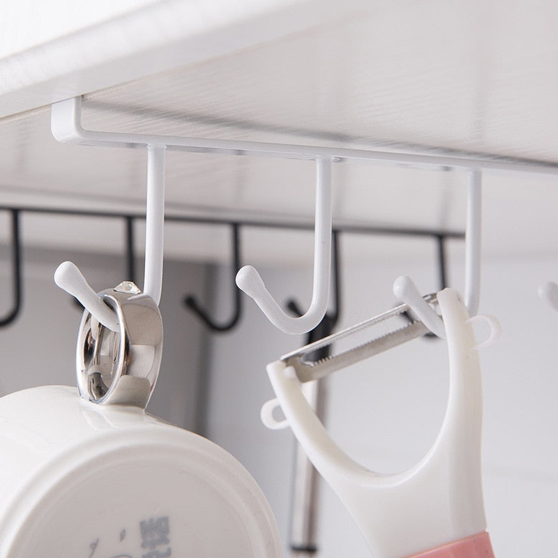 Iron 6 Hooks Storage Shelf Wardrobe Cabinet