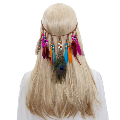 Boho Feather Headband for Woman Festival Hair Accessories