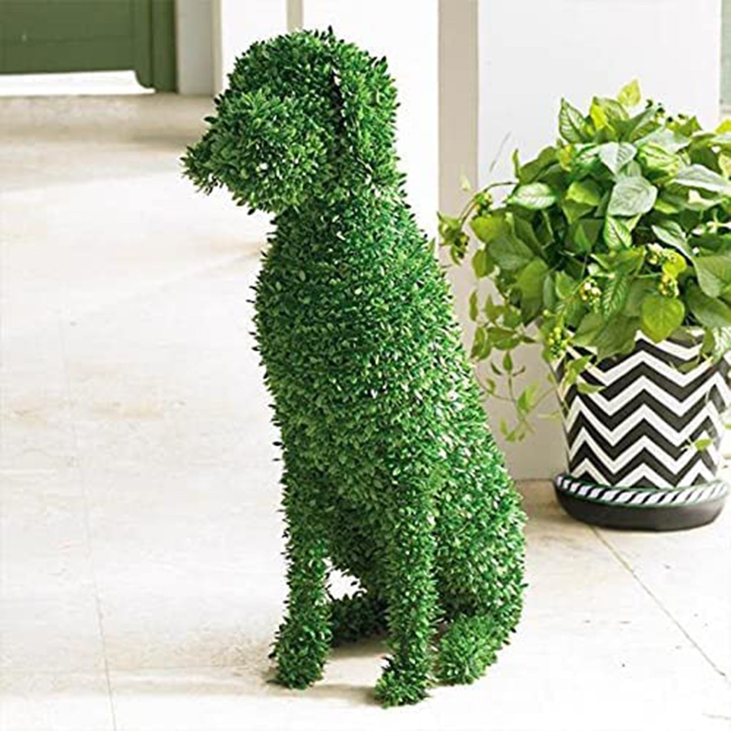Decorative Peeing Dog in 4 Styles Green Artificial