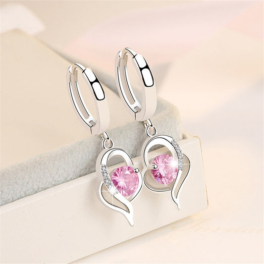 New Pink Silver Color Earrings Woman Fashion Jewelry