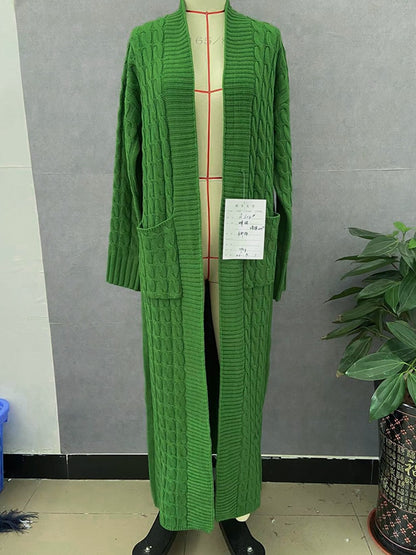 Cardigan Women Green Knitted Crochet