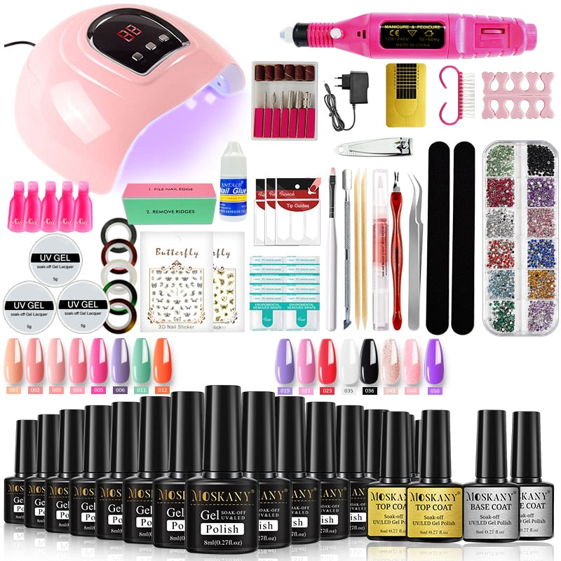 Beauty Nail Set With Nail Lamp Nail Dryer Nail Drill Machine Manicure Set Nail Art Tool