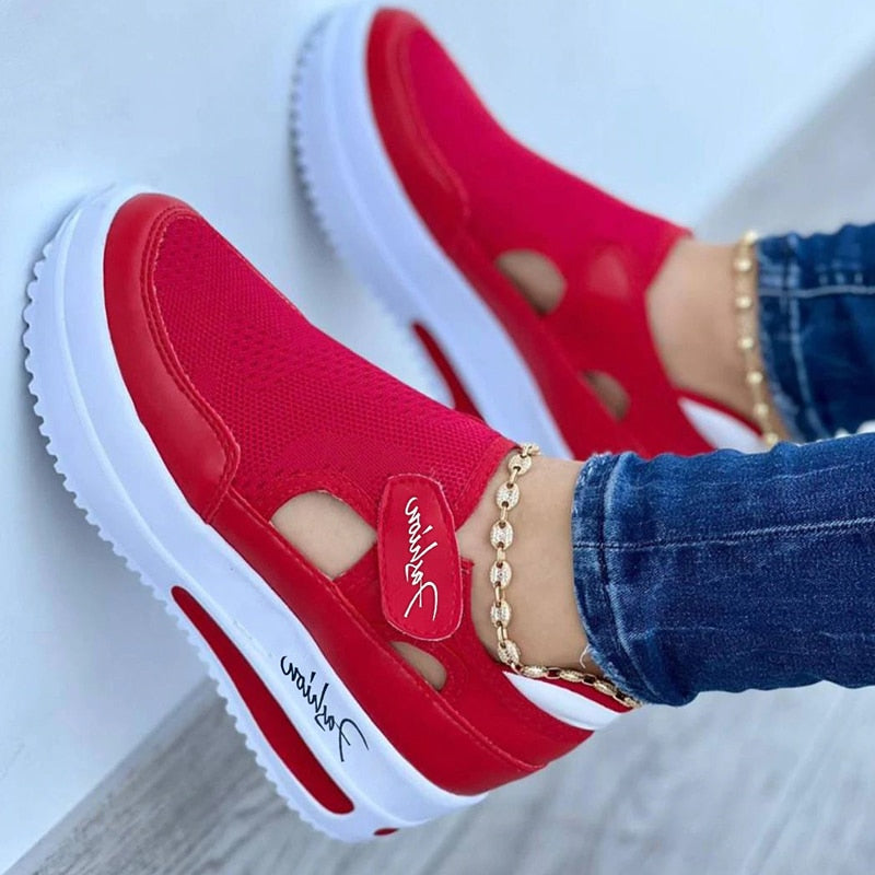 Red Sneakers Women Shoes Tennis Platform