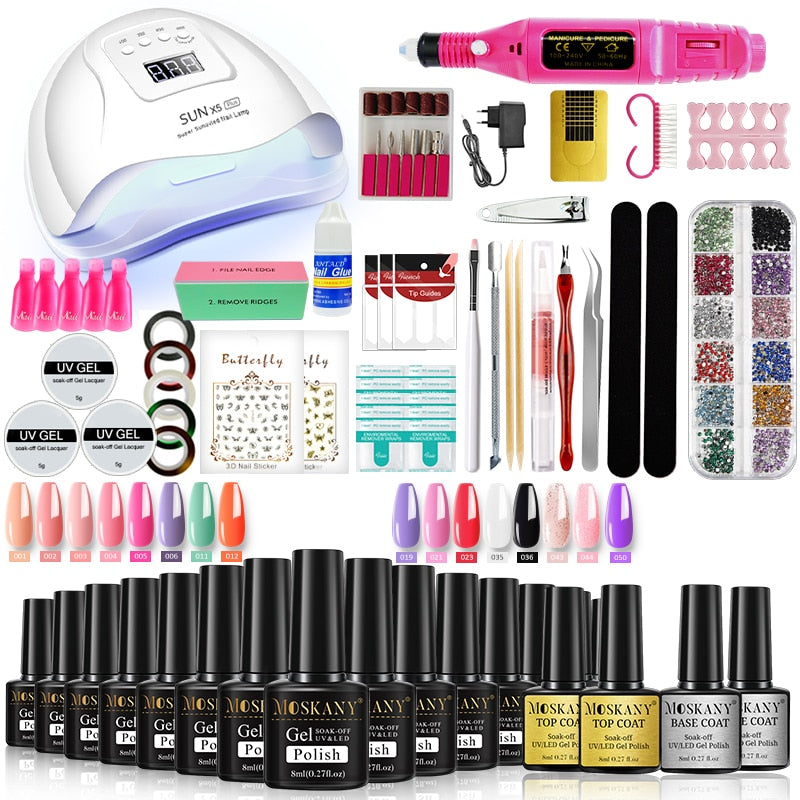 Beauty Nail Set With Nail Lamp Nail Dryer Nail Drill Machine Manicure Set Nail Art Tool