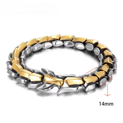 Hip Hop Silver Dragon Head Dragon Lin Bracelet