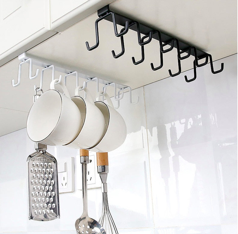 Iron 6 Hooks Storage Shelf Wardrobe Cabinet