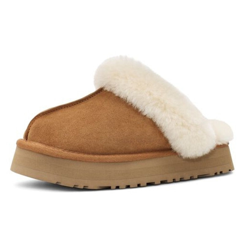 Winter Plush Cotton Slippers Women Flats Shoes