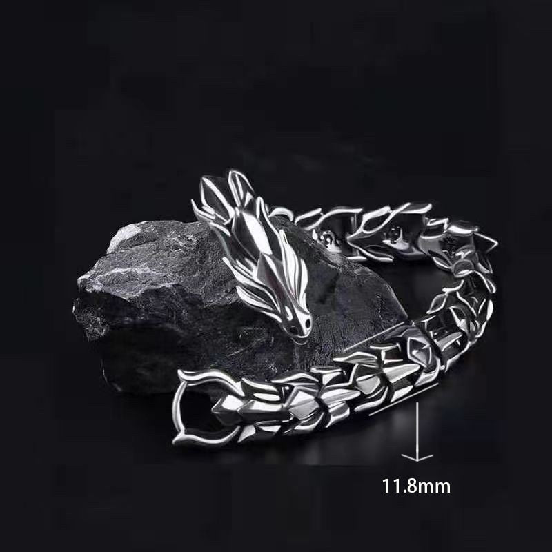 Hip Hop Silver Dragon Head Dragon Lin Bracelet