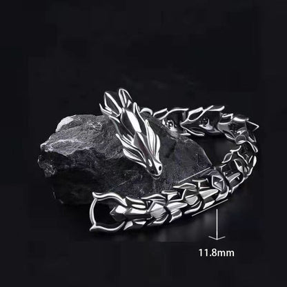 Hip Hop Silver Dragon Head Dragon Lin Bracelet