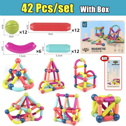 25 to 64 Pieces Big Size Magnetic Stick Building Blocks game magnets