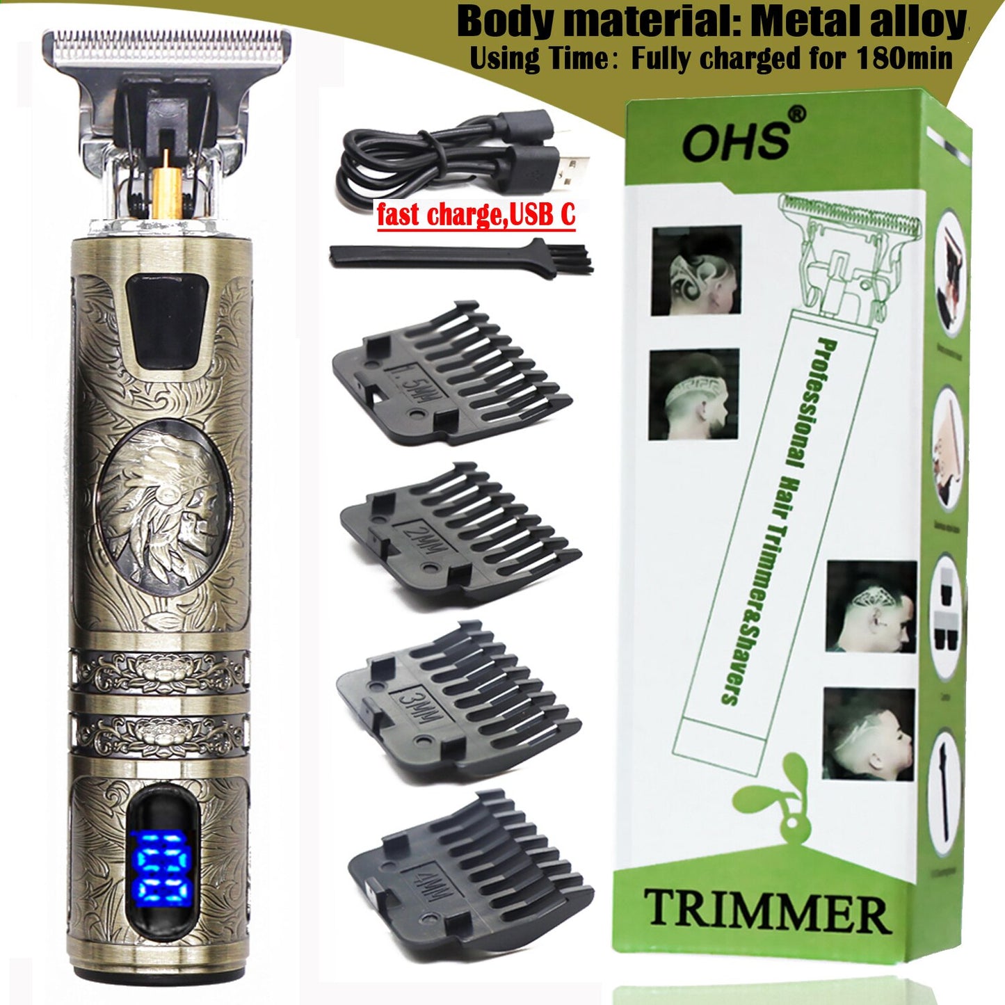 USB T9 Hair Clipper Professional Electric hair trimmer