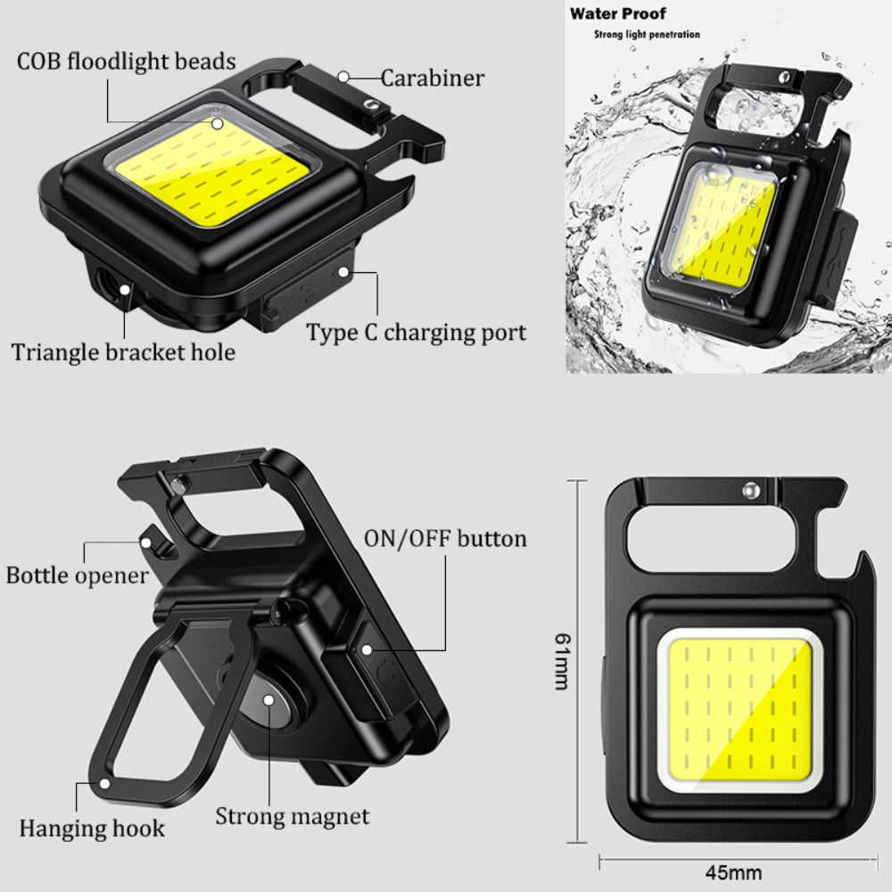 Mini Flashlight Rechargeable Glare COB