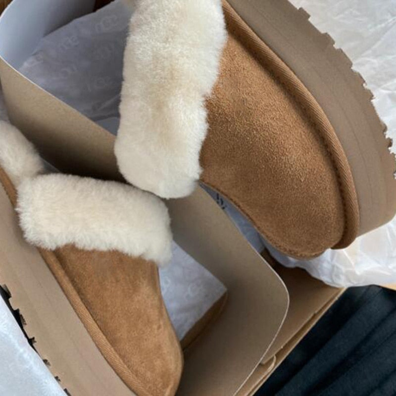 Winter Plush Cotton Slippers Women Flats Shoes