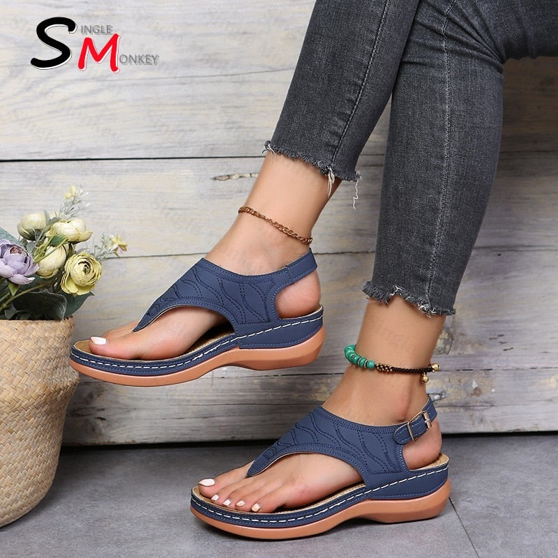 Summer Oxford Women Sandals Flats Slippers Pu Leather