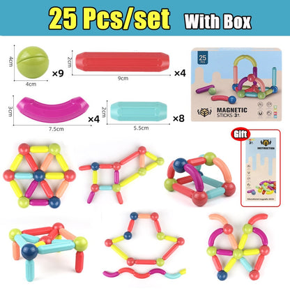 25 to 64 Pieces Big Size Magnetic Stick Building Blocks game magnets