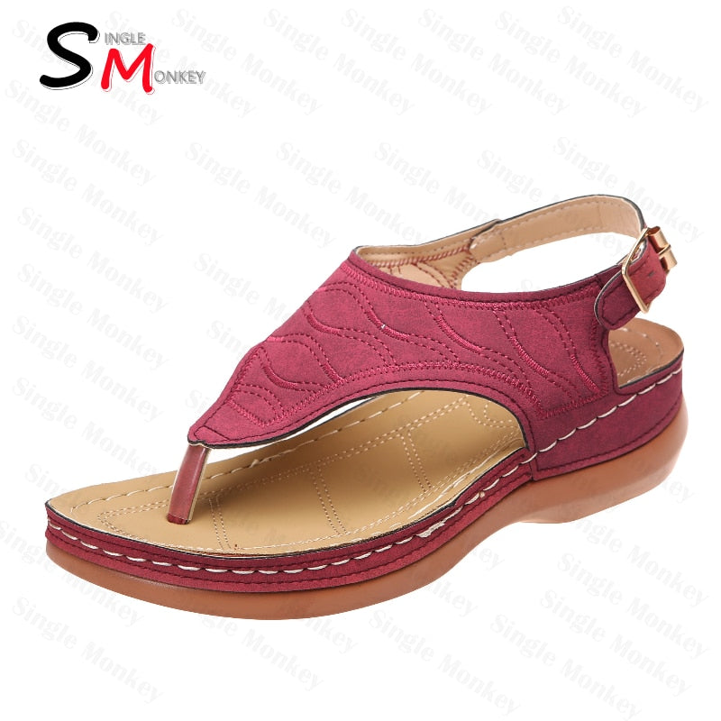 Summer Oxford Women Sandals Flats Slippers Pu Leather