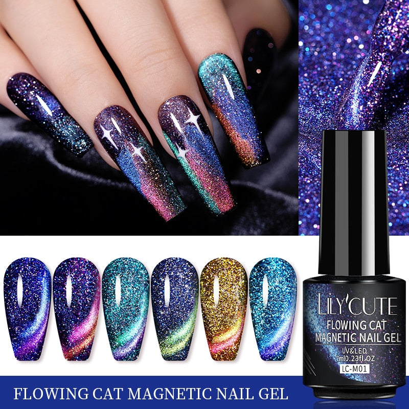 Beauty Flowing Cat Magnetic Gel Polish Semi Permanent Glitter