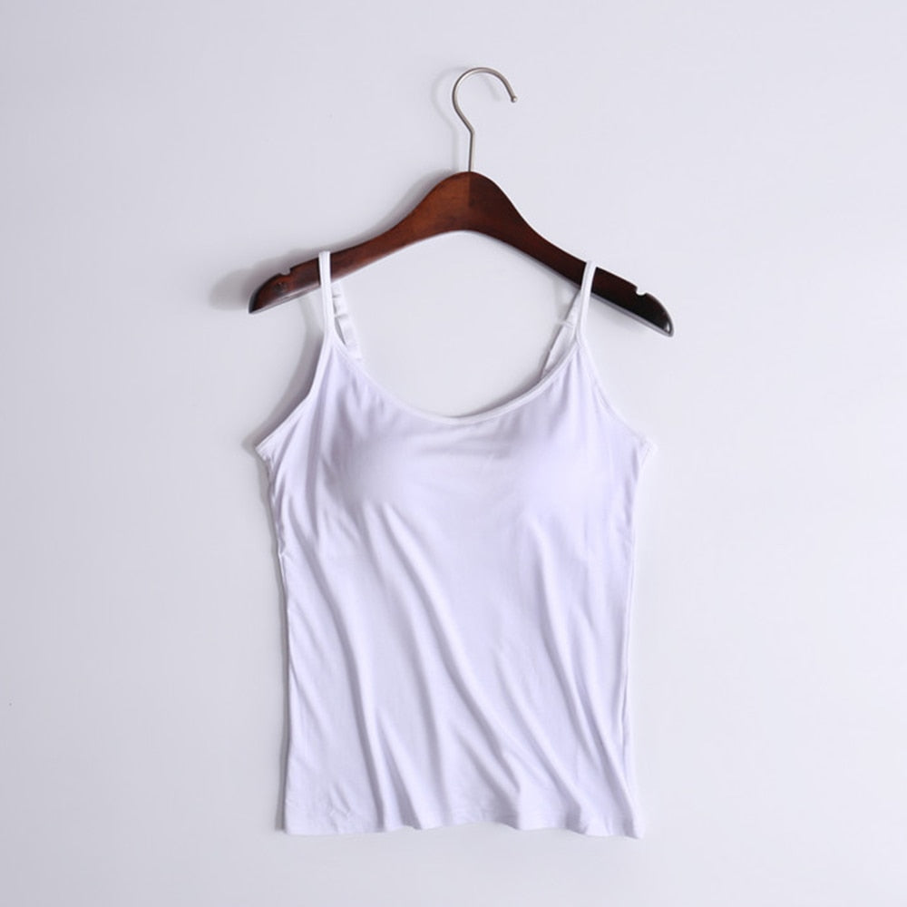 Women's Camisole Tops with Built in Bra Neck Vest