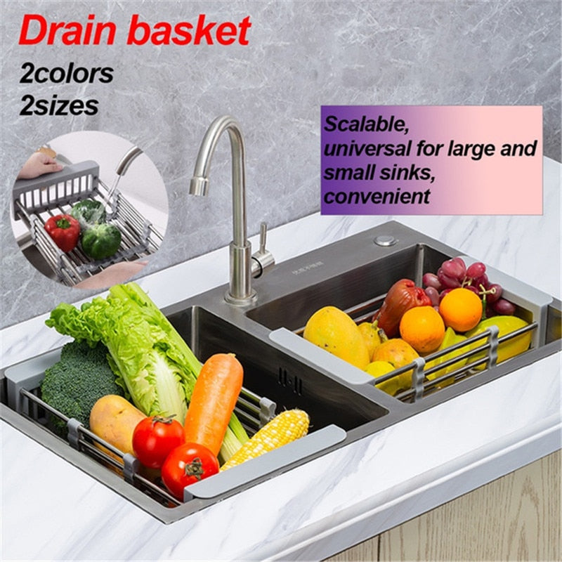 Adjustable Dish Drainer Stainless Steel Sink