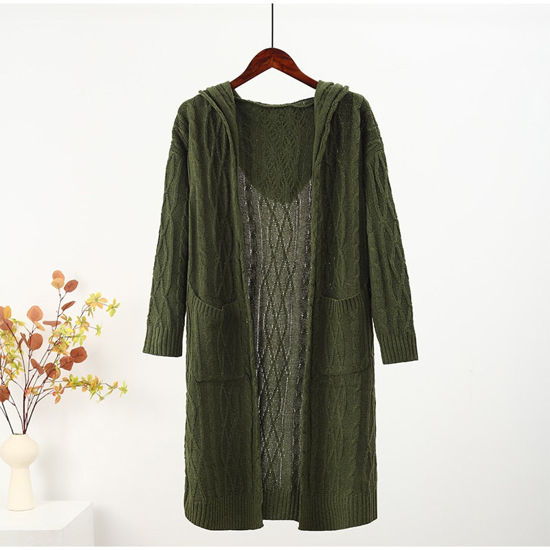 Cardigan Women Green Knitted Crochet