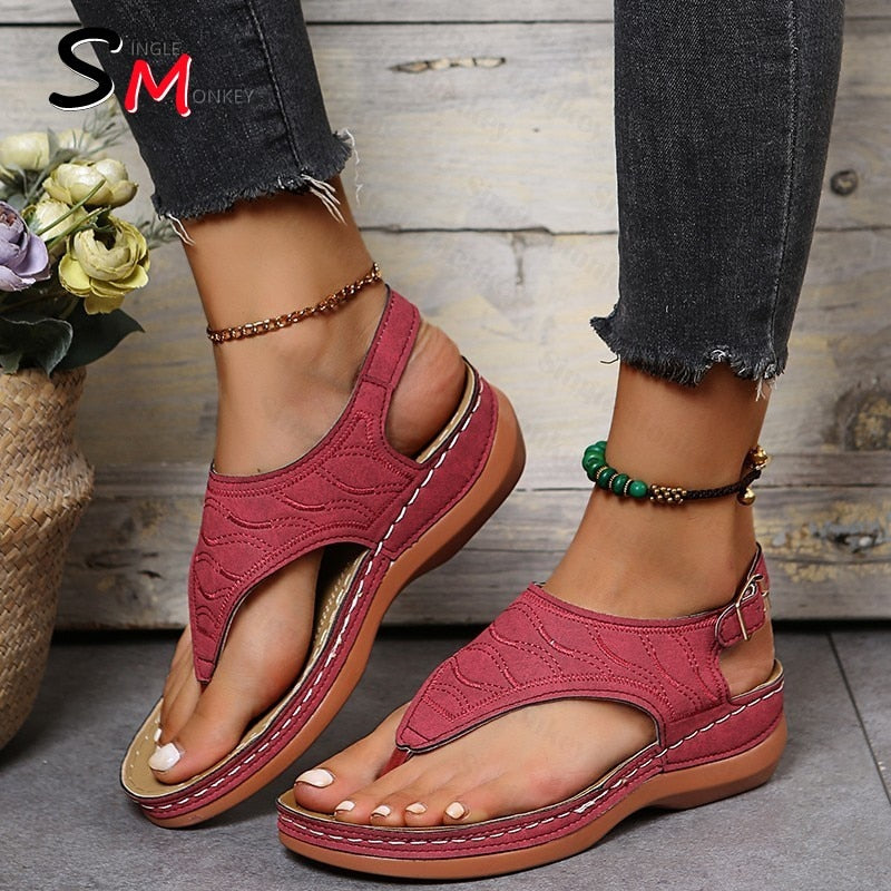 Summer Oxford Women Sandals Flats Slippers Pu Leather