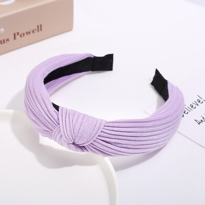 Women Bow Knot Hair Bands Knitted Wave