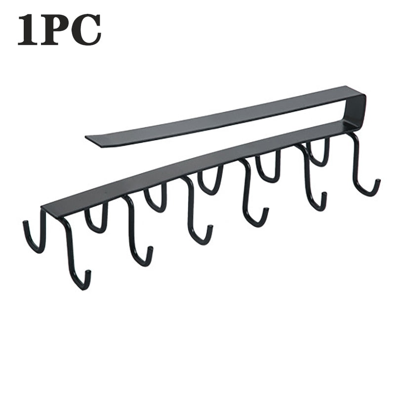 Iron 6 Hooks Storage Shelf Wardrobe Cabinet