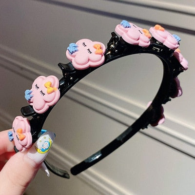 Double Bangs Clip Pearl Headbands Flower Hairbands