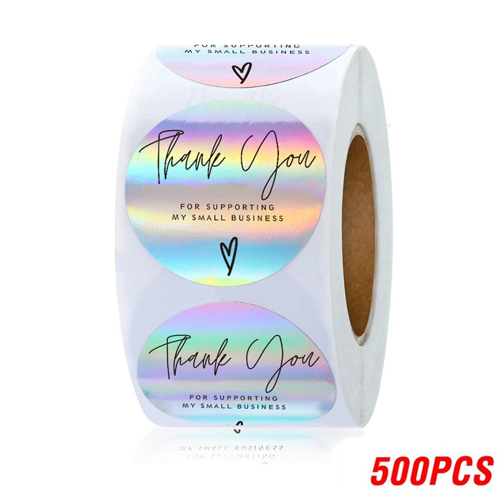 Rainbow Laser Thank You Stickers Adhesive Labels