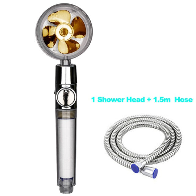 Propeller Driven Handheld Shower Head High Pressure Water