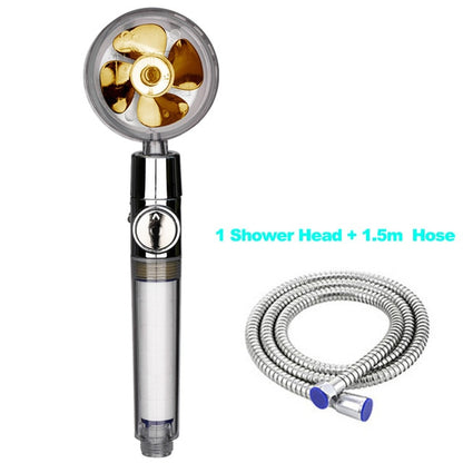 Propeller Driven Handheld Shower Head High Pressure Water