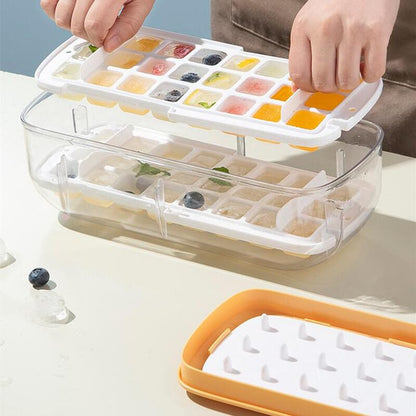 Silicone Ice Mold And Storage box 2 In 1 Ice Cube Tray