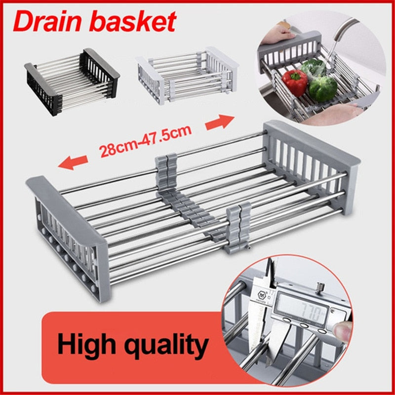 Adjustable Dish Drainer Stainless Steel Sink