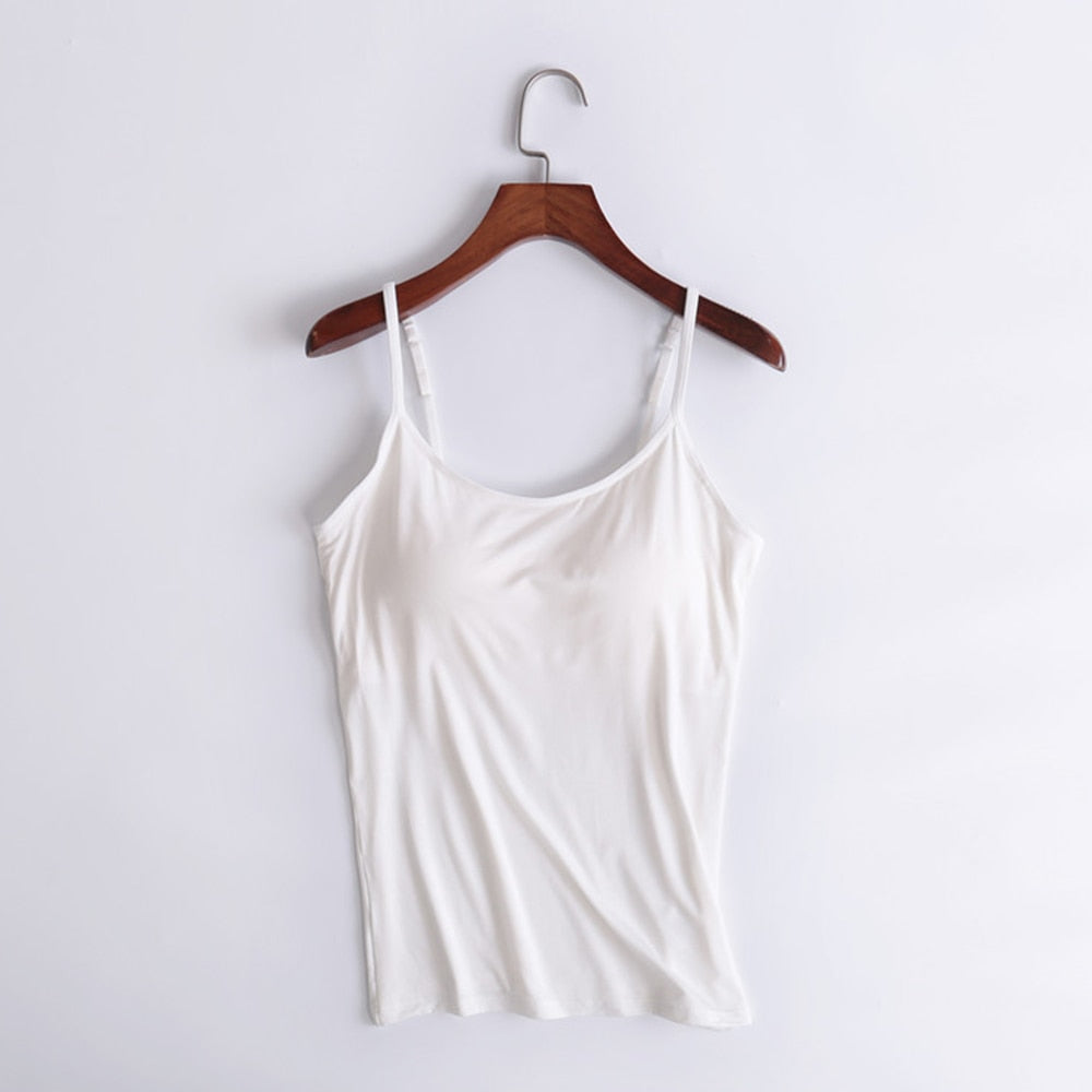 Women Camisole Tops with Built in Bra Neck Vest