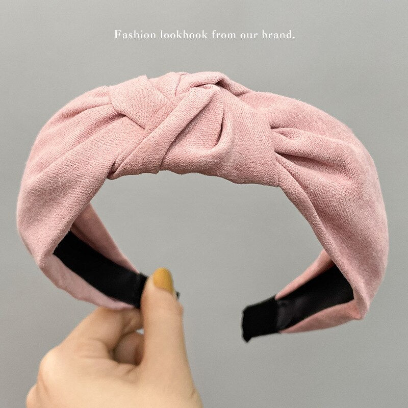 Women Bow Knot Hair Bands Knitted Wave