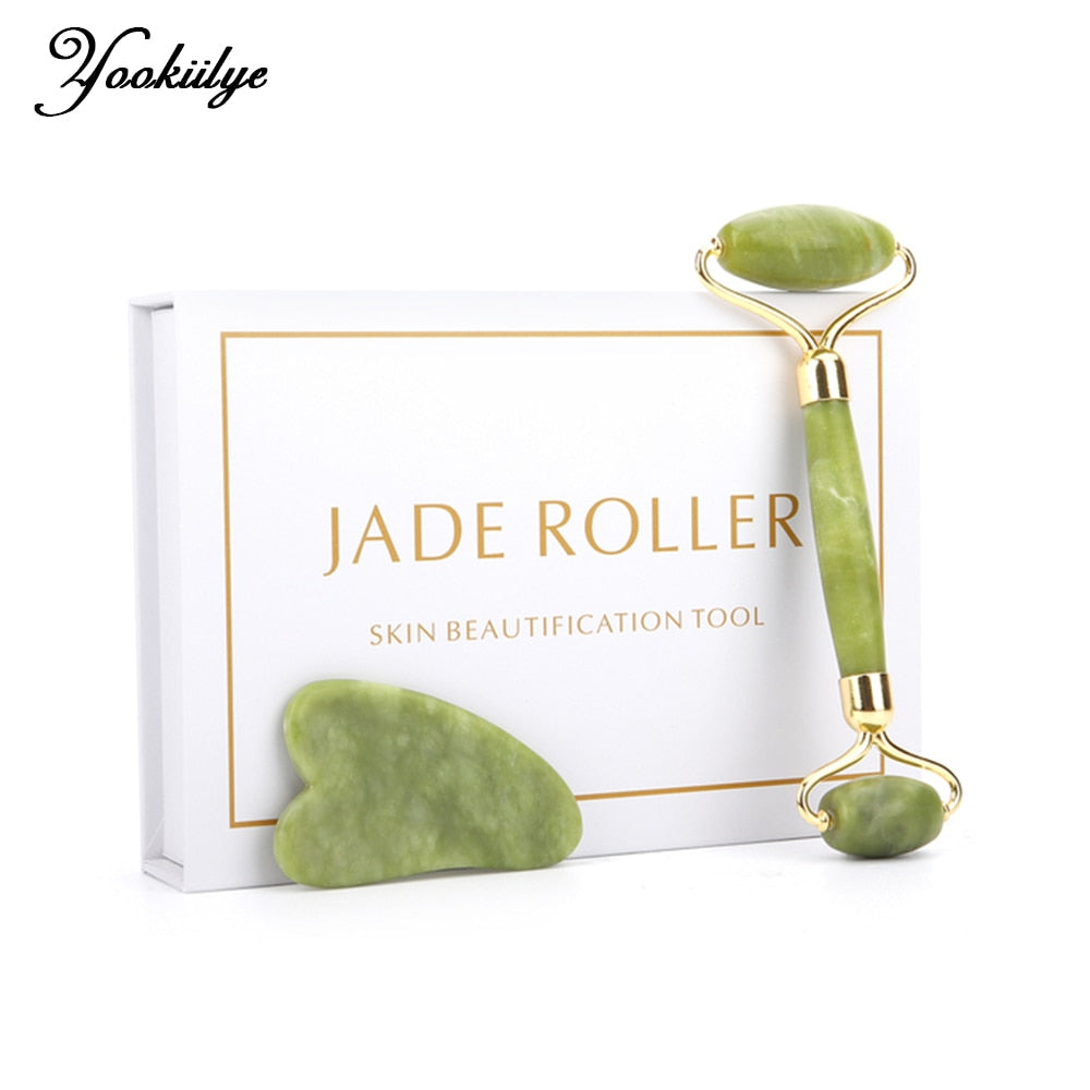 Beauty Natural Facial Massager Double Heads Jade Stone Roller Skin Care