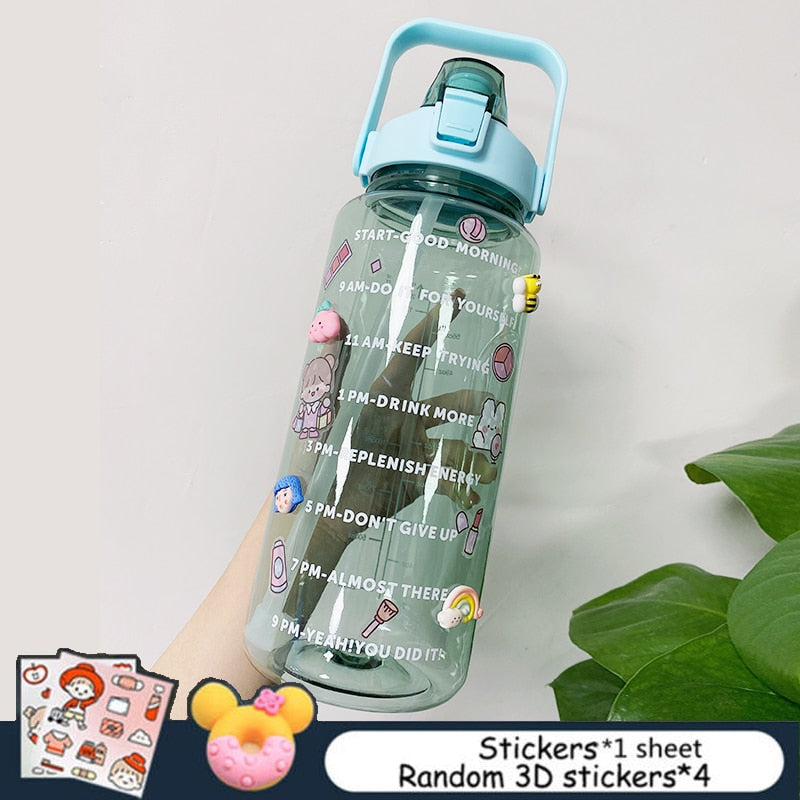 2L Large Capacity Water Bottle With Bounce Cover Time