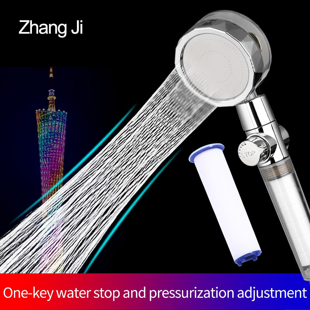 Propeller Driven Handheld Shower Head High Pressure Water