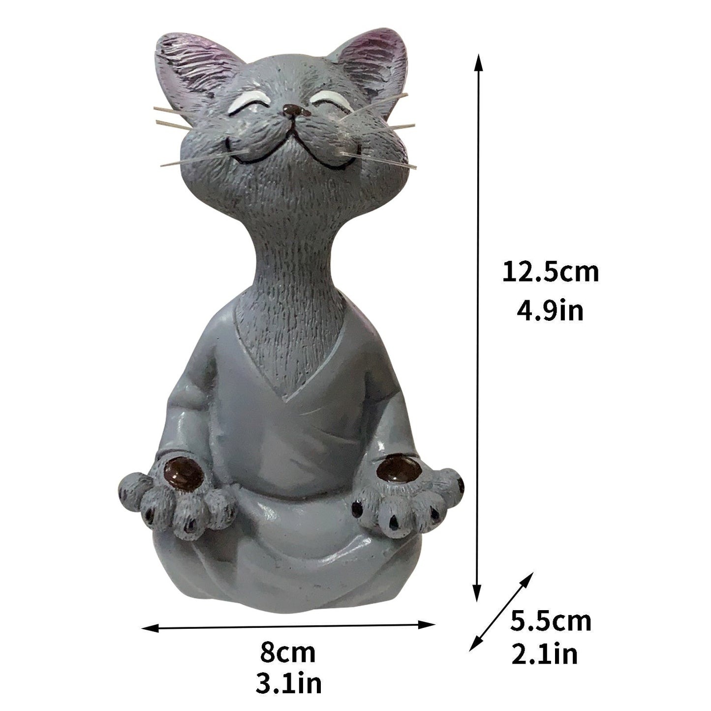 Whimsical Black Buddha Cat Figurine Meditation Yoga