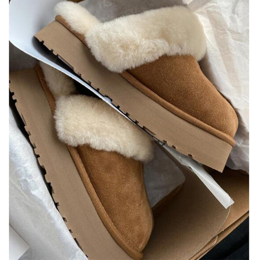 Winter Plush Cotton Slippers Women Flats Shoes