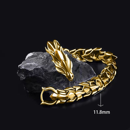 Hip Hop Silver Dragon Head Dragon Lin Bracelet