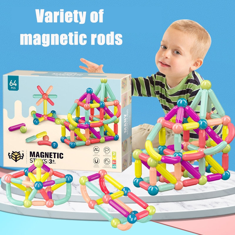 25 to 64 Pieces Big Size Magnetic Stick Building Blocks game magnets