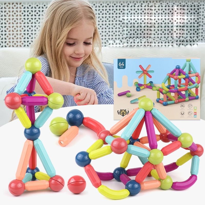 25 to 64 Pieces Big Size Magnetic Stick Building Blocks game magnets