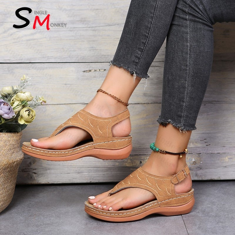 Summer Oxford Women Sandals Flats Slippers Pu Leather