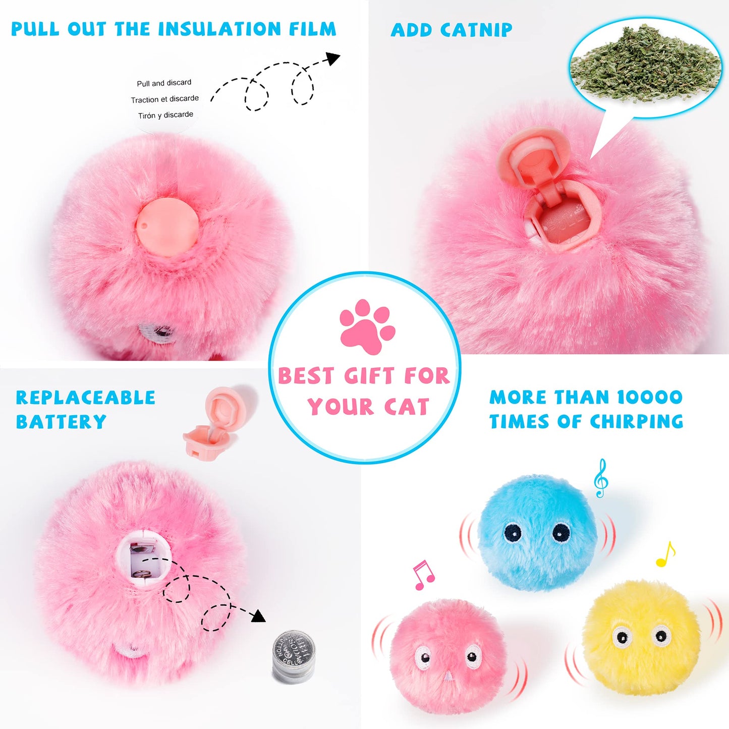 Smart Cat Toys Interactive Ball Catnip Cat Training Toy Pet