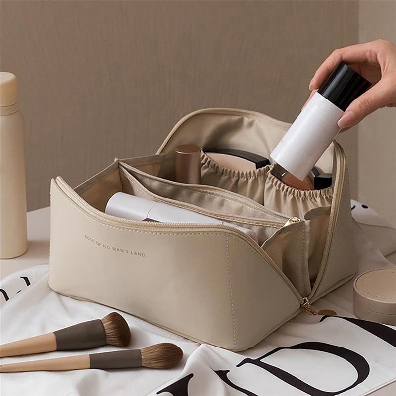 Large-Capacity Makeup Leather Cosmetic Bag