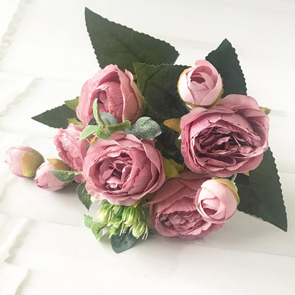 Beautiful Rose Peony Artificial Silk Flowers bouquet