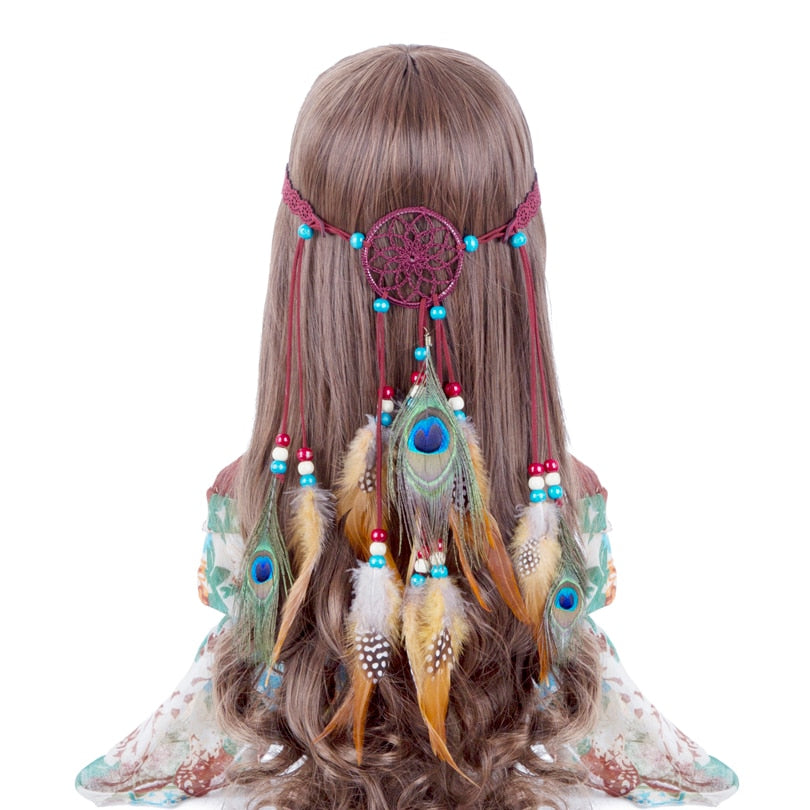 Boho Feather Headband for Woman Festival Hair Accessories