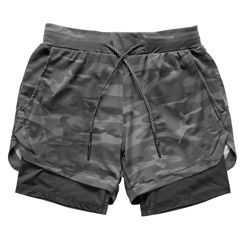 Camo Running Shorts Men 2 In 1 Double-deck Quick Dry