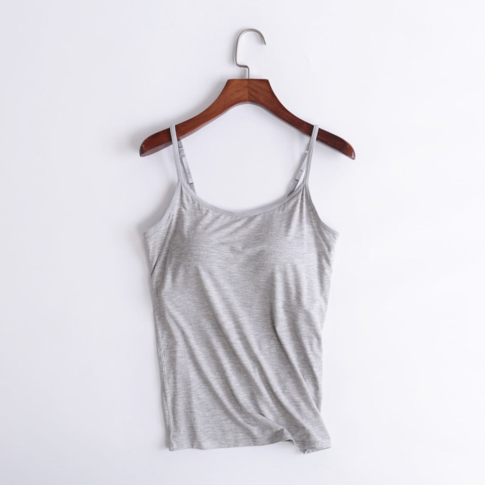 Women's Camisole Tops with Built in Bra Neck Vest